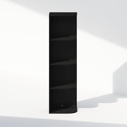 Image of Furinno Reed Corner Shelf, 4-Tier Corner Bookshelf, Book Shelf, Corner Shelves, Storage Rack, for Organization and Storage, Home Office, Living Room, Blackwood