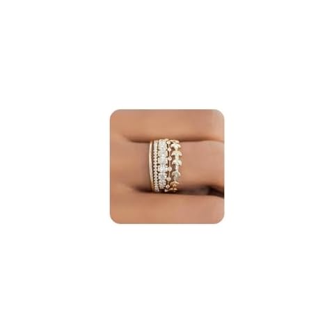 FUNEIA Stackable Gold Rings for Women Non Tarnish Trendy Dainty 14K Gold Plated Stacking Cubic Zirconia Thumb Ring Set Pack Statement Chunky Band Rings Promise Engagement Rings Size 7 8 9 10 11 Cover