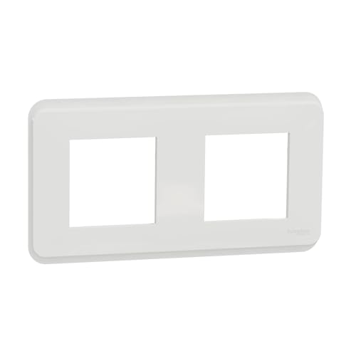 Schneider Electric NU400418 Unica Pro 2-Hole Finishing Plate White, Weiß, 156mm x 85mm