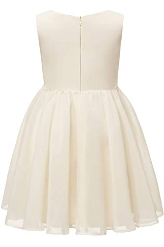 Chiffon Summer Flower Girl Dress Ruffled Junior Bridesmaid Wedding Party Dress(Size 8,Cream) #TOP4