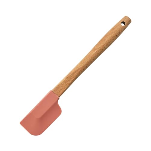 Generic Silicone Spatulas,Round Wood Handle Rubber Spatula,Heat Cold Resistance Non-Stick Flexible Scrapers for Cooking,Baking,Cream Cake,Scraping Bowls or Jars (Pink, 9.37 in), mg2024061807