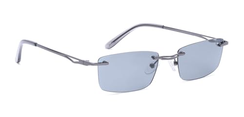 Image of SPECSMAKERS Streak Retro Sunglasses for Men Women | Rimless Rectangular Sunglasses | Polarized & 100% UV Protected | Goggles | Shades | STR1028
