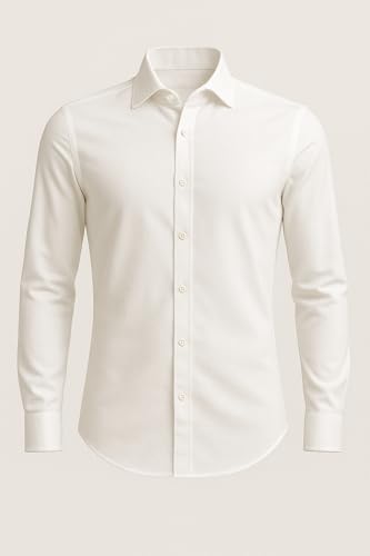 Image of Men's Premium White Linen Formal Shirt Slim Fit Breathable Office Wear Classic White Linen Shirt for Men Lightweight Formal Corporate Wear