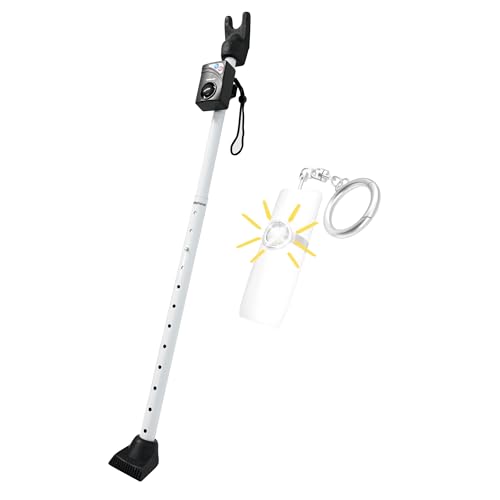 SecurityMan Door Security Bar with 120dB Alarm & Personal Safety Keychain Alarm (White) – Adjustable Door Jammer Stick & 130dB SOS Siren for Home and Personal Safety