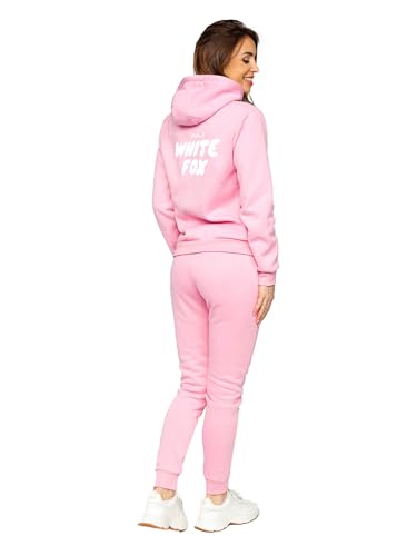 Amare Feechi (SA51#Women#Baby Pink Trackssuit#Fun Text Printed On Hoodie & Trouser In White #Size L)