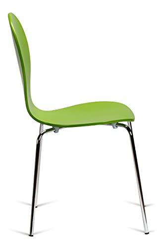 Your Price Furniture.com 2 Keeler Style Kimberley Chrome and Metal Stackable Dining Chairs Choice of Slate Grey Red Green White Black or Natural - Kitchen Cafe Bistro Style Stacking Chairs (Green)