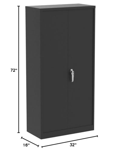 Image of INTERGREAT Metal Storage Cabinet with Lock, 72 inch H Lockable Metal Storage Cabinet with Locking Doors, Steel Storage Lockers with Adjustable Shelves for Office, Home, Garage, Gym, School (Black)