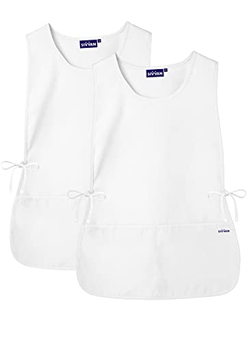 Sivvan Unisex Schürze (2er Pack) - Verstellbare Taillengurte, 2 Fronttaschen - S87002 - White - R Cover