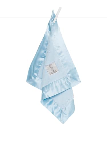 Image of Little Giraffe Luxe Ultra-Plush Mini Blanky 17″×17″ – Baby Security Blanket & Lovey, Faux-Fur Plush with Satin Border, Newborn Infant Snuggle Blanket Gift - Blue