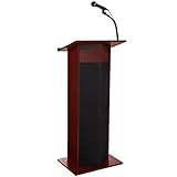 OEF Furnishings CoreSound Pro Series Floor-Standing Sound Lectern (No Mic, AC Powered, Mahogany Finish)