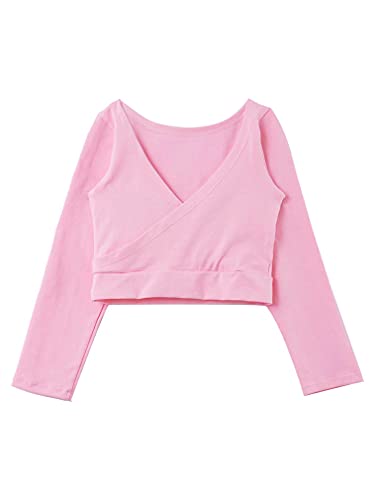 FEESHOW Girls' Classics Knitted Warm-up Wrap Sweater Long Sleeve Top Dance Ballet Leotard Cardigan3