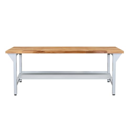 ADB Werkbank Verpackungstisch 200x75x85cm Lichtgrau (RAL 7035), Packtisch, Montagetisch, Arbeitstisch, Versandtisch