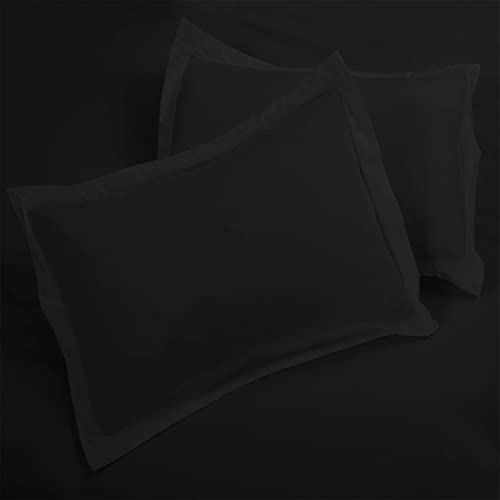 Image of ROYALE LINENS Black Duvet Cover Full Size - 3 Piece Bedding Comforter Covers - Zipper Closure - 1 Full Duvet Cover 80x90 inches and 2 Pillow Shams - No Comforter Included