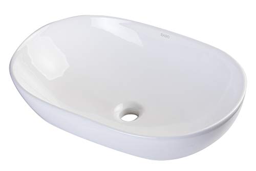 Eago Ba352 23-Inch Oval Ceramic Above Mount Bathroom Basin, White #TOP4