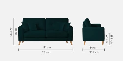 Image of Velvet Contemperory Sofa with Cushion Chaise Lounge Sectional Sofa Perfect for Living Room & Bedroom Guests Home & Office (Green Colour, Three Seater)