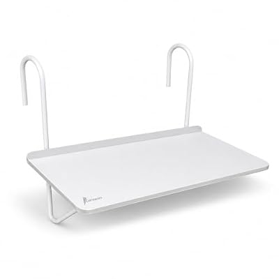 Genérico Mesa Plegable para Balcón, Multiposición, 60x40x60/66.5 cm, Color Blanco, Diseño Compacto, Rectangular
