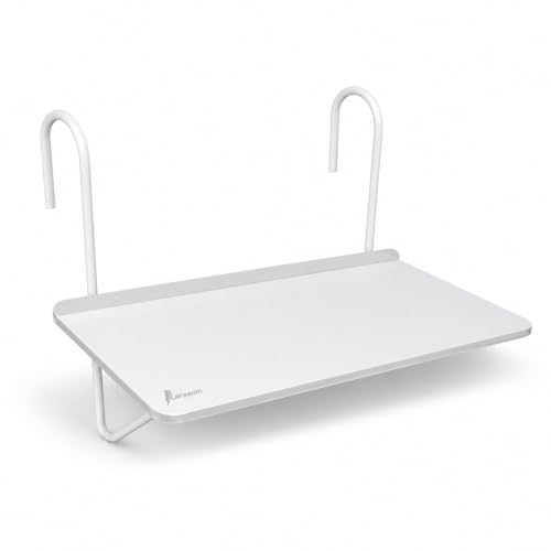 Genérico Mesa Plegable para Balcón, Multiposición, 60x40x60/66.5 cm, Color Blanco, Diseño Compacto, Rectangular