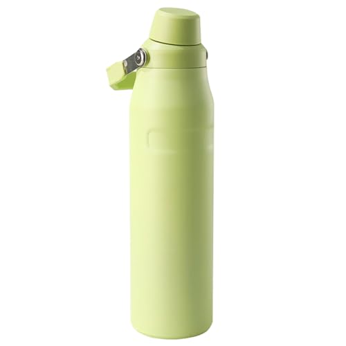 FloweryOcean Termo deportivo de 36 oz, a prueba de fugas, botella de acero inoxidable, doble pared, sin BPA, termo reutilizable para viajes, camping, bicicleta, deportes, verde