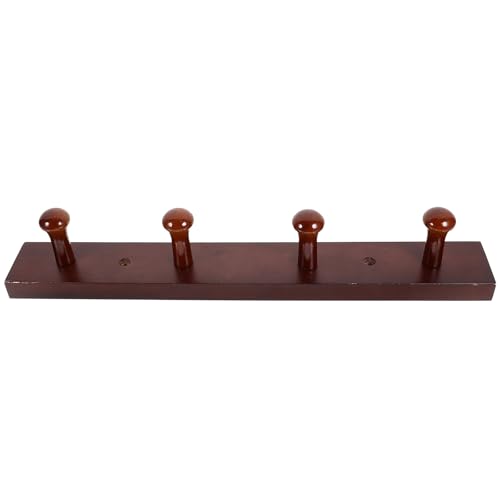KICHOUSE Perchero de Madera Maciza para Colgar Ropa y Sombreros 4 Ganchos Marrón montado en Pared sin Rebabas para Baño