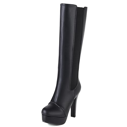 Bottes d'équitation femme mode Gicoiz au genou bout rond bottes hautes à fermeture éclair