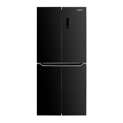 CONTOURE RV Deluxe Black Glass Refrigerator 15.5 cu.ft. 4-Door | Ultra-Fast Cooling SMART-Temp Control LED Lighting |Secure Storage | R-1540GBK
