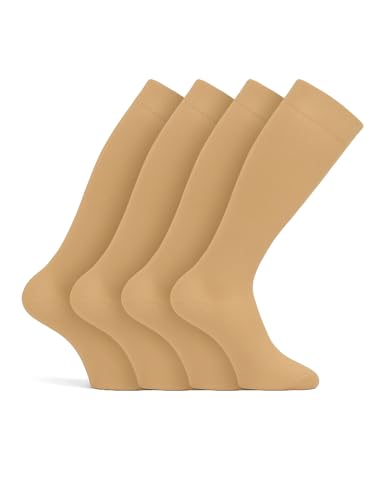 Basic Treasure 2 Paires Chaussettes de Compression Running, Beige, 35-38 | Maintien Léger, OEKO-TEX, Matière Extensible, Confort au Travail, en Voyage ou au Sport