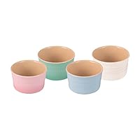 Chasseur Ramekin 4-Piece Macaron Collection Stoneware Gift Set, Cherry Blossom/Peppermint/Duck Egg Blue/Antique Cream
