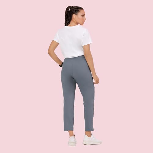 Image of Enamor Mid Rise 7 /8th Length Drawstring Closure Travel Pants for Women - Relaxed Fit, Quick Dry, Antimicrobial - E068
