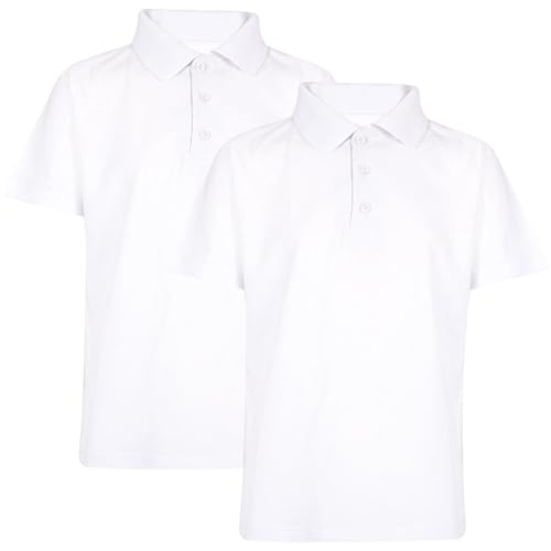 A2Z 4 Kids Boys Cotton T-Shirt Plain - PL Polo T Shirt White 2 Pack 9-10