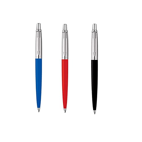 Parker Jotter 3 Colours - 1 Black 1 Blue 1 Red Ballpoint Pen.