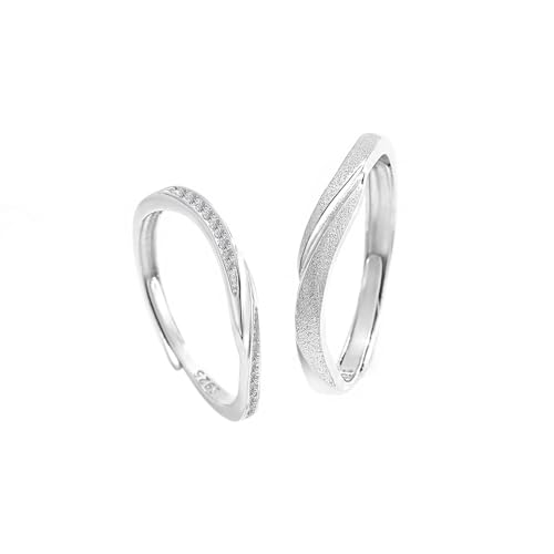 Bague mariage couple argent précieux et zircone ronde étincelante
