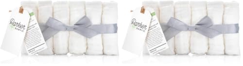 Image of Parker Baby Washcloths - 12 Pack of 100% Cotton Muslin Wash Cloths - Soft, Absorbent and Natural - White