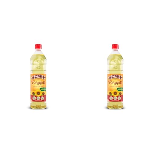 Image of Borges Refined High Oleic Sunflower Oil, 100% Natural and Pure Sunflower Cooking Oil - 1L (Pack of 2)