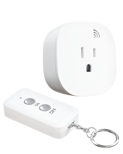 Syantek Remote Control Outlet, Wireless Remote Light Switch Kit, 15A/1875W, 100FT Long Range Switch Plug in On/Off for Household and Other Electrical Appliance