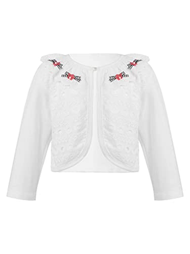 Little Kids Girls Long Sleeve Solid Color Flower Lace One Button Shrug Cardigan Tops Girls Dress Boleros