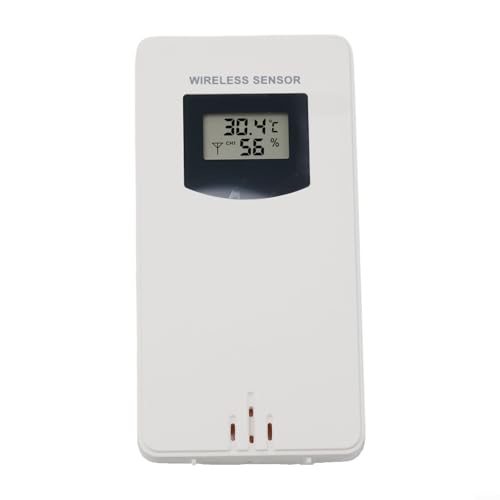 ZWEquipint Capteur extérieur sans fil pour station météo FanJu - 433,92 MHz - Hygromètre de température et d'humidité - Portée de 60 m - Support mural ou de table pour modèle 3378 (blanc)
