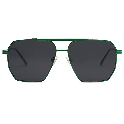 Image of SOJOS Retro Oversized Square Polarized Sunglasses for Women Men Vintage Shades Classic Large Metal Sun Glasses