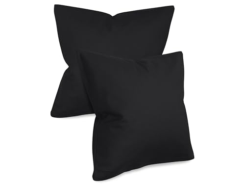 npluseins Housse Coussin 50x50 Unie - Lot de 2 Housse de Coussin 50x50 Coton pour Decoration Maison Moderne, Design Discret 1154.1498, Noir