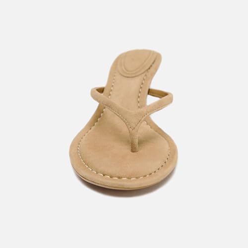 Lymphvity Open Round Toe Flip Flops for Women Kitten Heels Sandals Comfortable Summer Slip on Thong Heeled Sandals with Memory Foam3