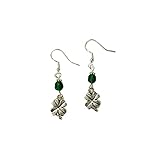 Shamrock Four Leaf Clover Charm Earrings, St Patricks Day Jewelry, with an emerald green faceted...