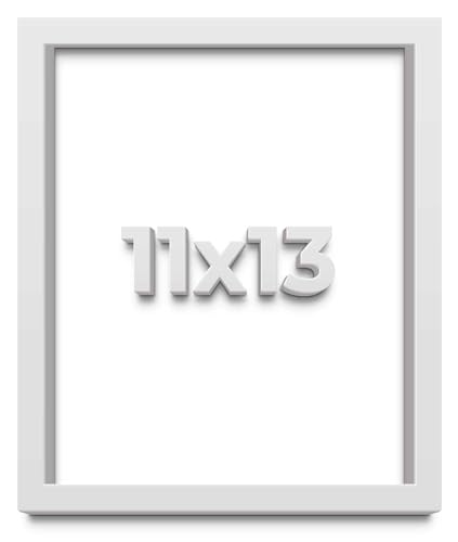 11x13 Shadow Box White Solid Pine Wood Picture Frame with Acid-Free Backing UV Acrylic & Hanging Hardware with 0.75 Inches of Usable Depth and 0.75 Inches Frame Moulding Width