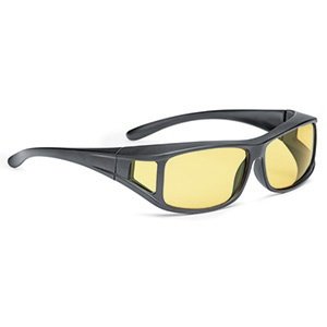 Überziehbrille - optimal für Brillenträger - Form: eckig - schwarz - Gläser: gelb 25%