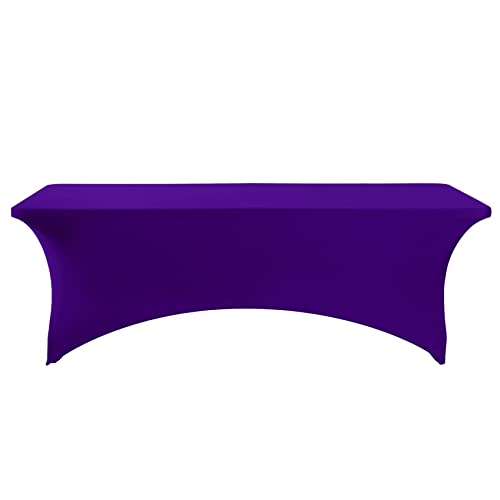 Image of FORLIFE 2Pack Spandex Table Covers,Fitted Tablecloth for Rectangular Tables, Stretch Patio Table Covers, Universal Spandex Table Cover for Wedding, Banquet, Party (8ft, Purple)