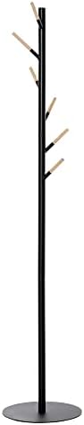HOMCOM Coat Rack Stand with 6 Hooks, Clothes Tree Hat Display Hall Tree Hanging Organizer for Entryway Bedroom, Black