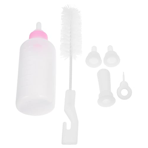 SUPVOX Cat Milk Bottle Set for Newborn Pets 6pcs Small Pet Feeding Bottles Silicone Nipple