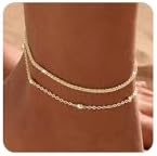 Truloris Gold/Silver Ankle Bracelets for Women,14K Gold Plated Anklets for Women