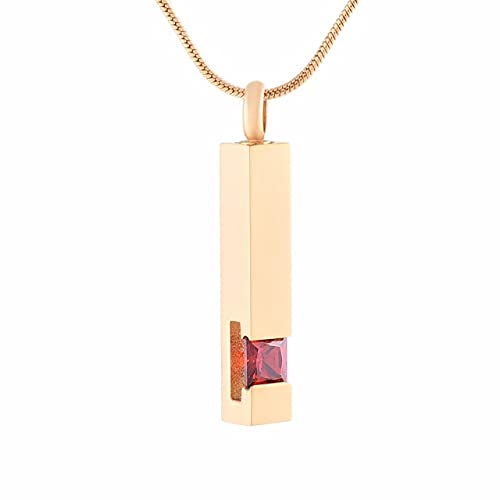Bijoux urnes pour hommes en acier doré et cristal rouge de naissance