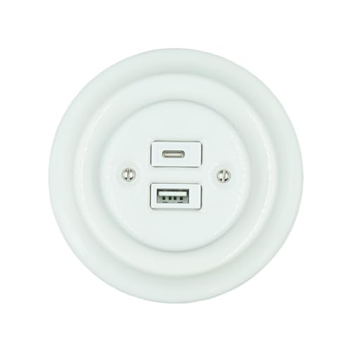 Retro pared empotrada enchufe de porcelana enchufe USB y tipo C enchufes