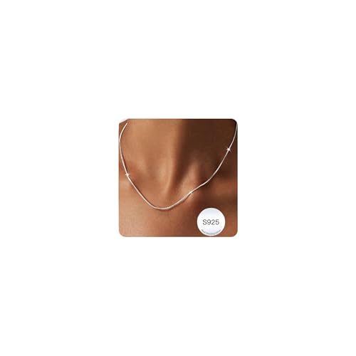 ZHESHY - ZHESHY 925 Sterling Silver Necklace for Women Dainty 925 Silver Chain Necklace Thin Sturdy 0.8mm Box Chain Necklaces Jewelry Gift 22 Inch