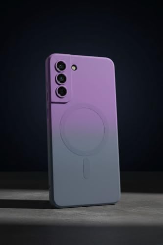 Image of amazon basics Gradient Mag-Safe Case for Samsung Galaxy S21FE 5G | Soft Silicone Shockproof Cover with Camera Protection | Slim Lightweight Design | Smooth Touch & Durable - Purple & Gray